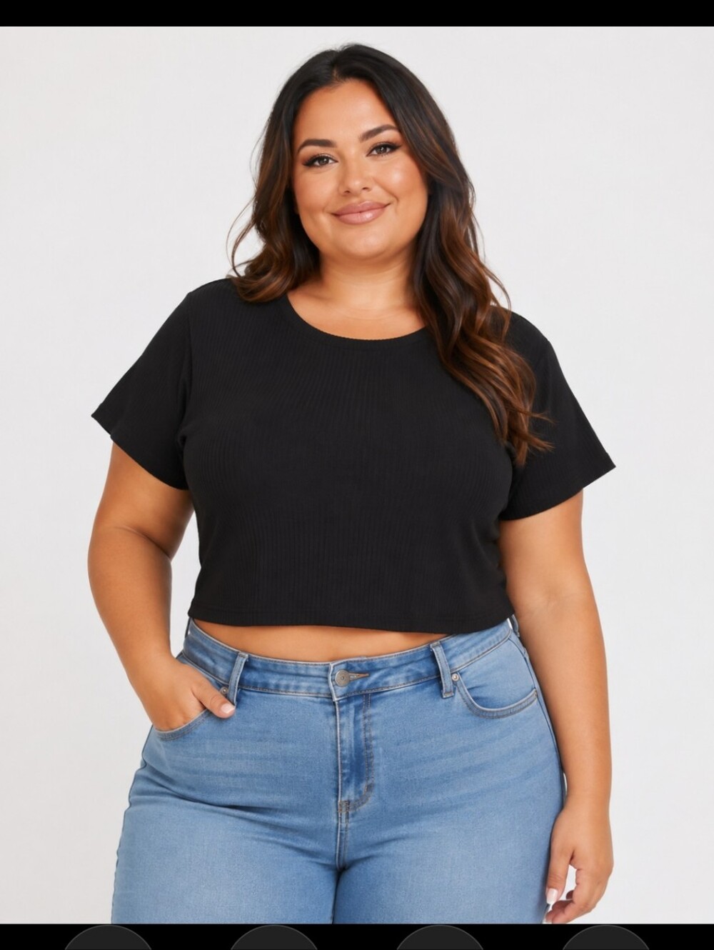 Old Navy Sz 2X Crop T-Shirt Ribbed Short Sleeve Casual Pull Over Womens Plus...